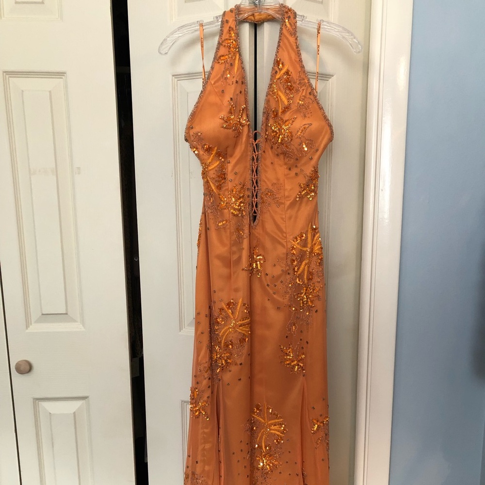 Scala | Intricate tangerine formal dress